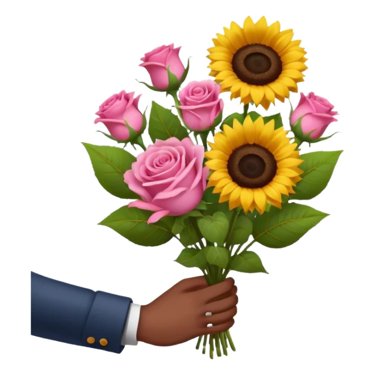 Black Male hand give a bogue of flowers sticker