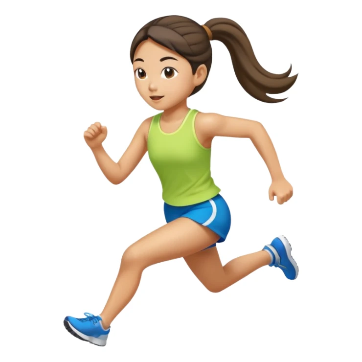 Asian girl with ponytail running sticker