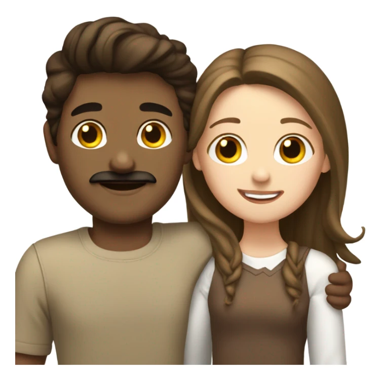 Why the brunette boy with mustache hugs white girl with brunette hair sticker