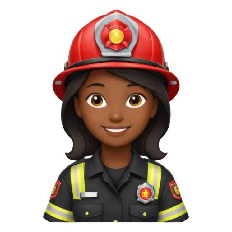 Firefighter girl with Black uniform sticker