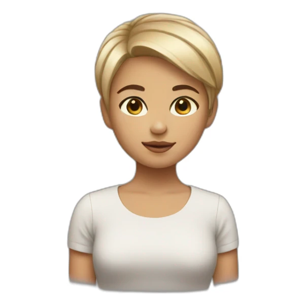 short hair girl that looks calm sticker