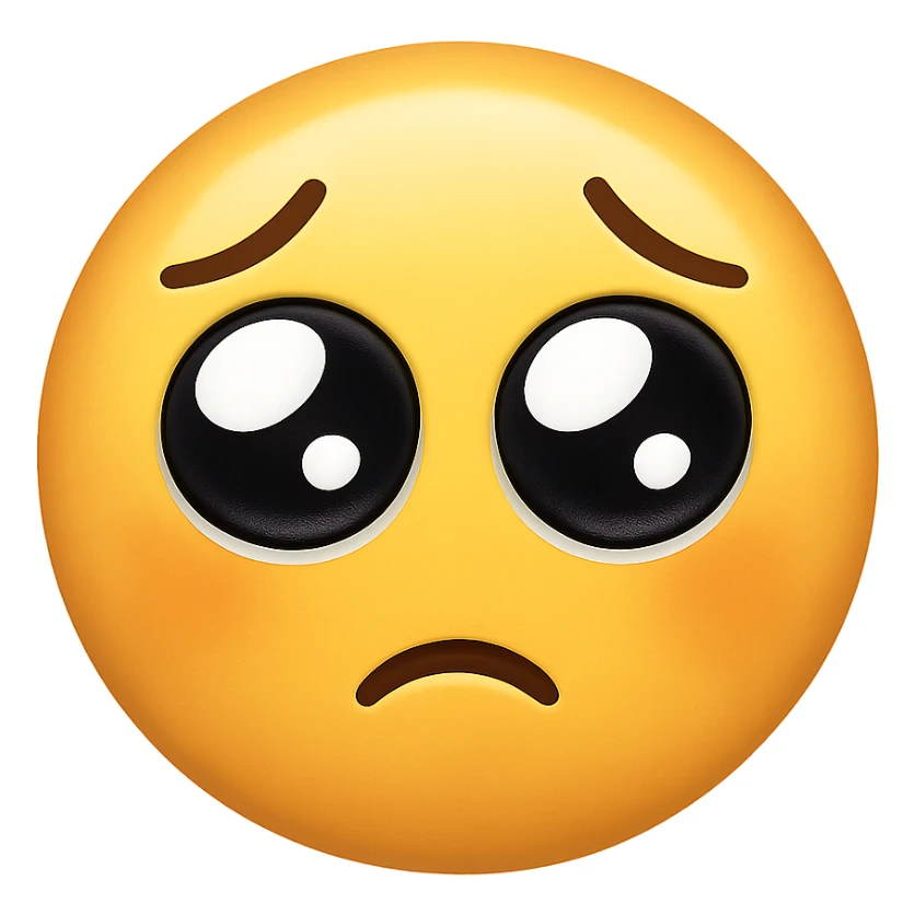 face with pleading eyes emoji, digital illustration, no background sticker