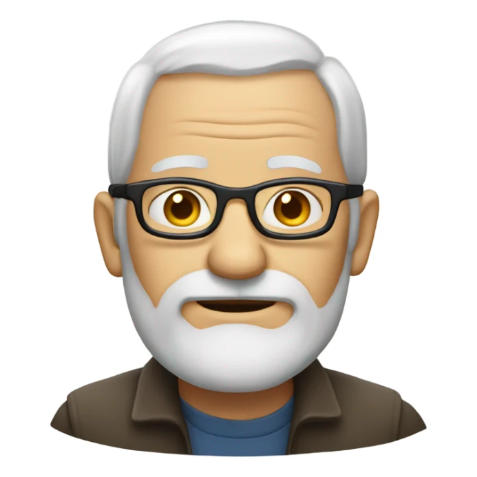 Old man glasses receding white hair no facial hair sticker
