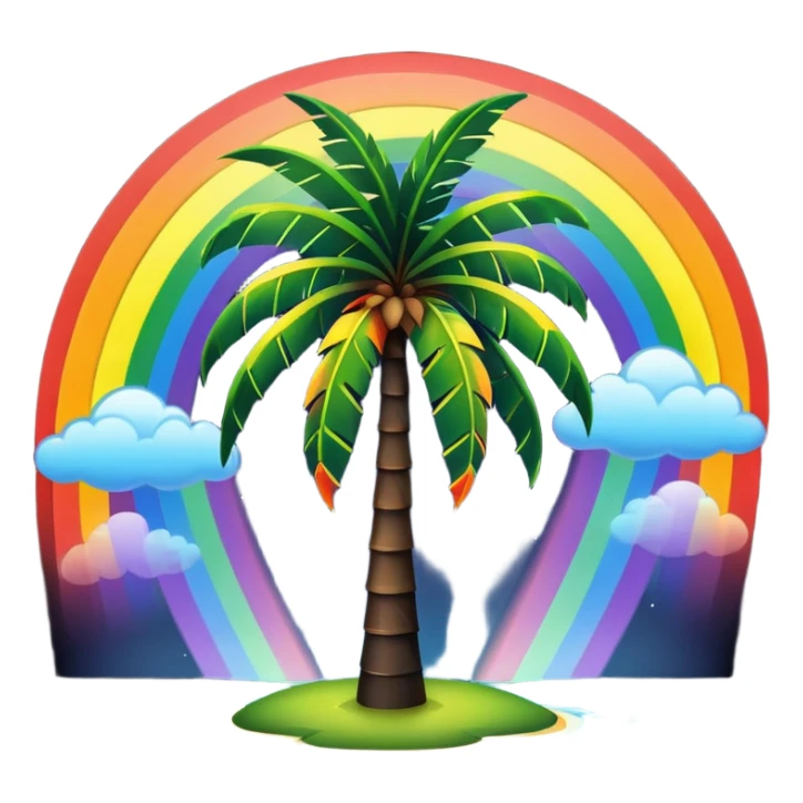 Palmera negra con un arcoiris de fondo en la noche sticker