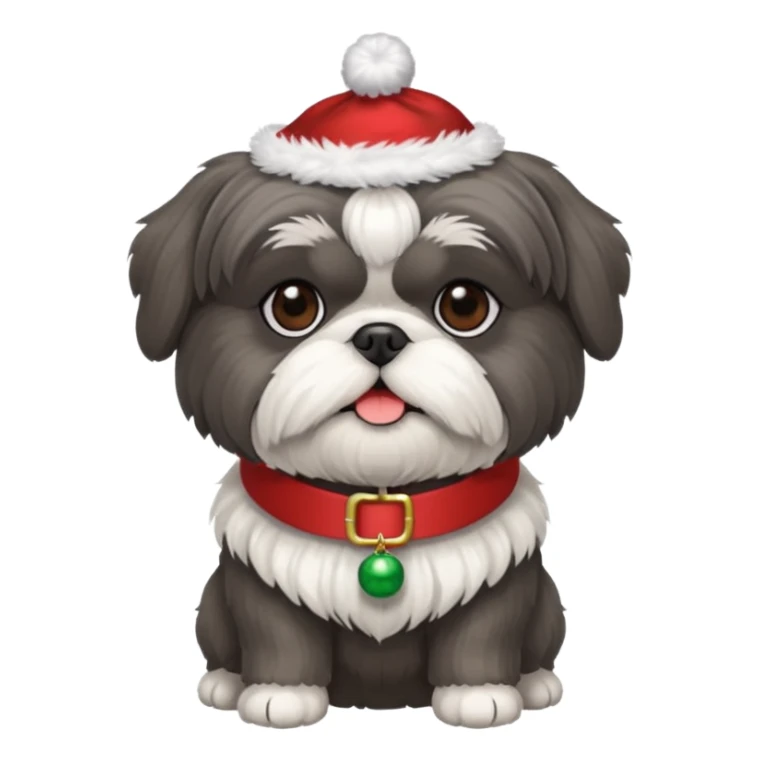 Small all OVER dark grey shih tzu CHRISTMAS sticker
