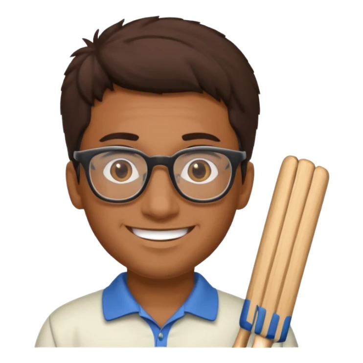 Brown Guy with glasses who likes to play cricket sticker