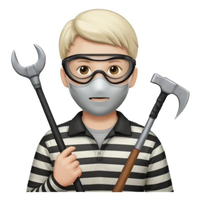 Thief with mask,crowbar and striped shirt sticker