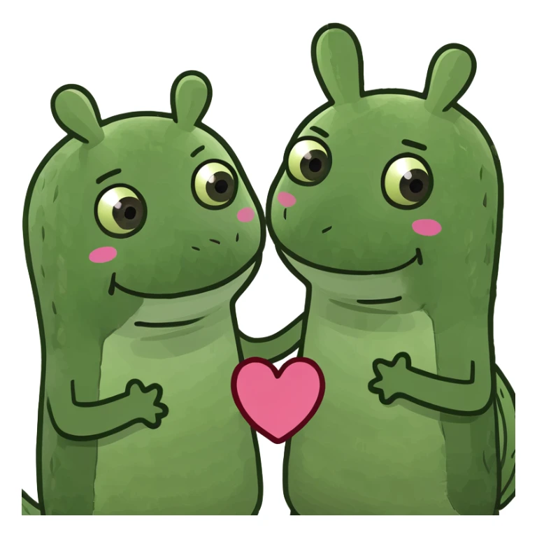 Two Happy Cactus best friends with heart eyes in a pot sticker