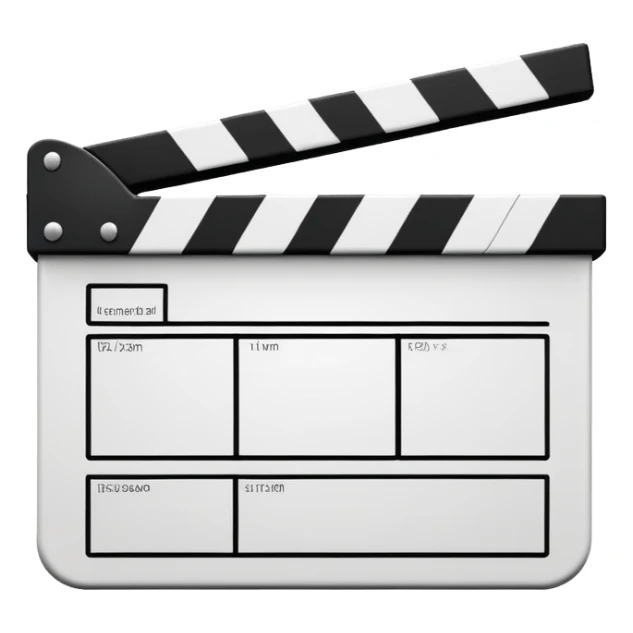 ultra simplified movie clapper, black and white, just two rectangles and a diagonal line, pure geometric abstraction sticker