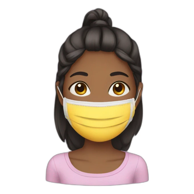 a girl put on mask sticker