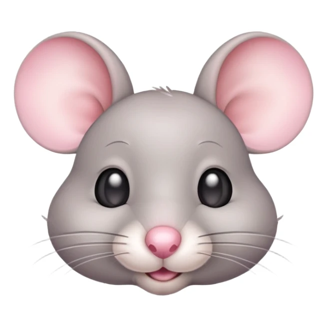 Cute gray mouse with large ears and a pink nose sticker