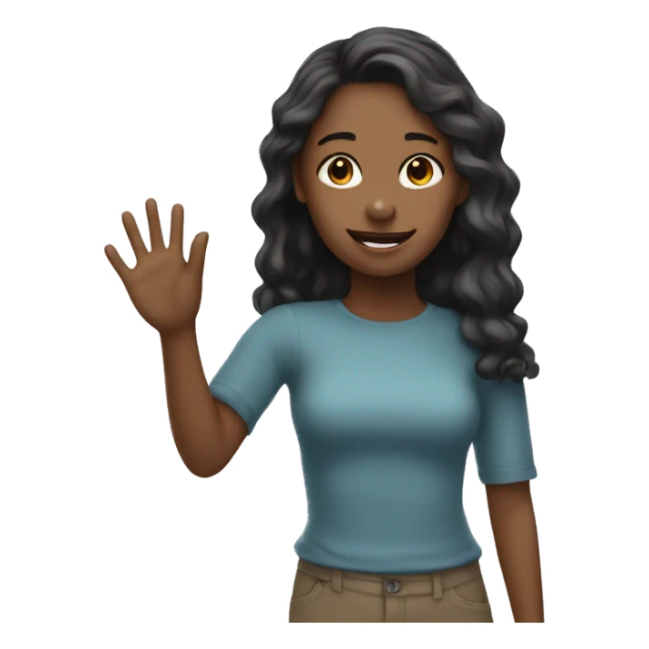 girl saying hello with the hand sticker