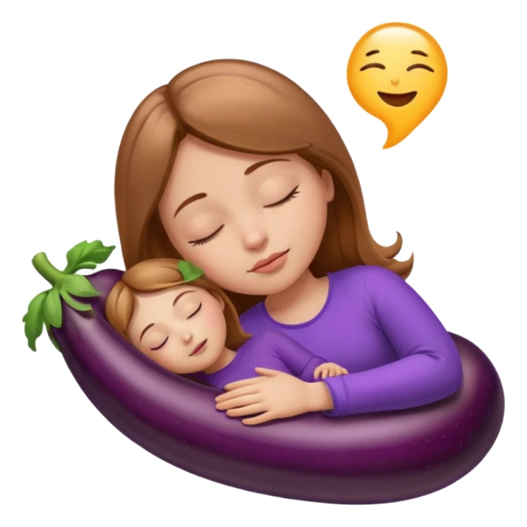 Girl with light brown hair asleep dreaming about eggplant sticker