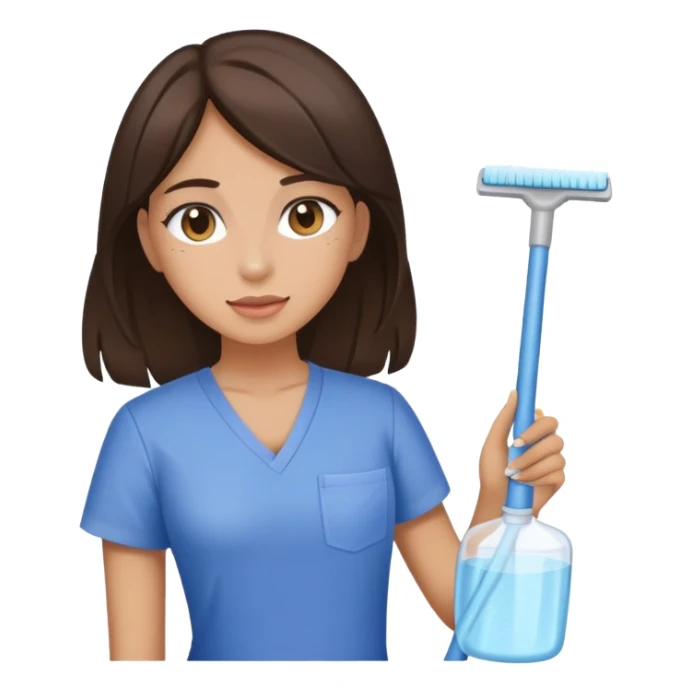 Brunette e girl cleaning for hospital sticker