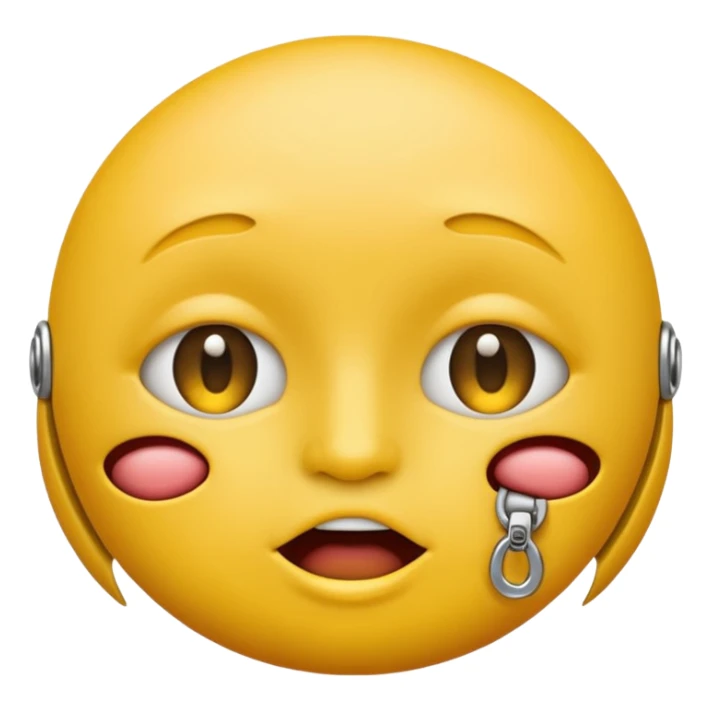 normal round yellow face emoji with zipper as lips but unzipped sticker