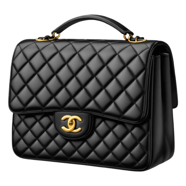 generate an ios genmoji of a black chanel bag sticker