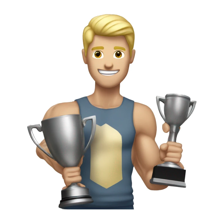 muscle blond man holding a trophie sticker