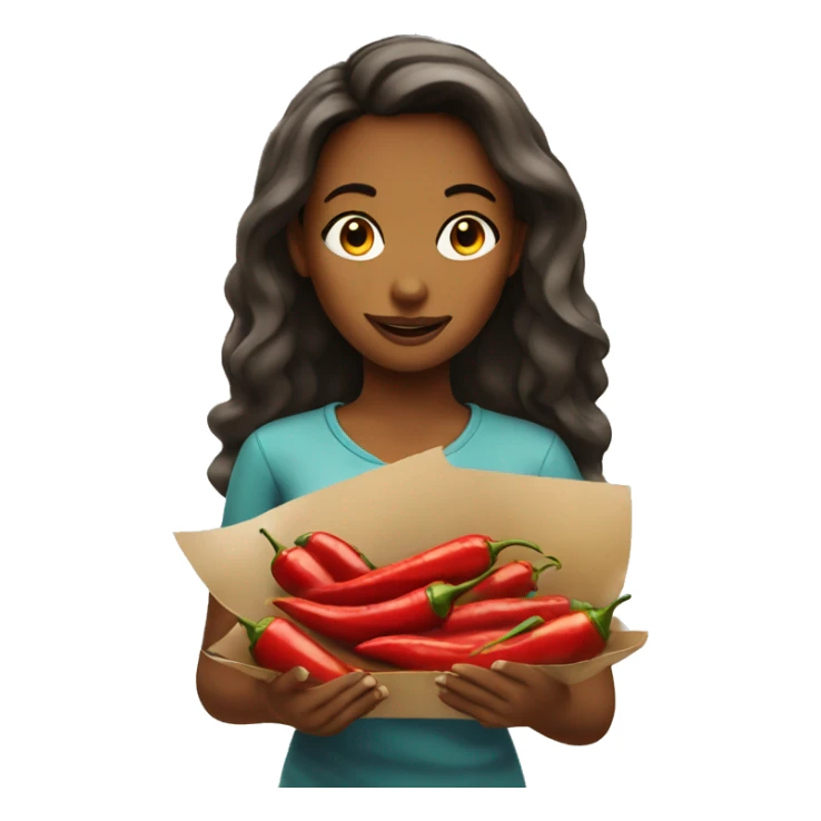 girl holding chilis menu sticker