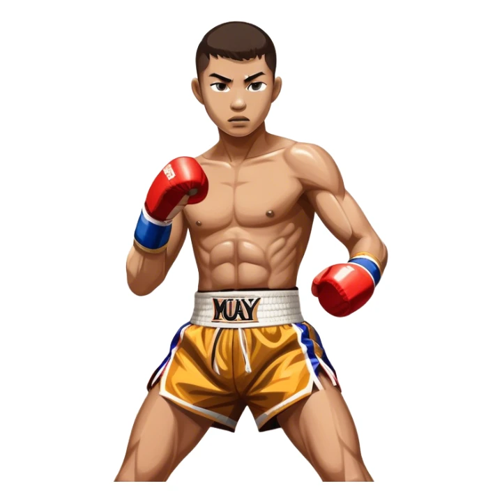 Muay Thai traditional – Cinematic Realistic Traditional Muay Thai Fighter, depicted in authentic Muay Thai attire with arm bands and shorts, poised in a dynamic fighting stance in a traditional Thai stadium, rendered with vivid textures and dramatic, high-contrast lighting that accentuates the art’s intensity. sticker