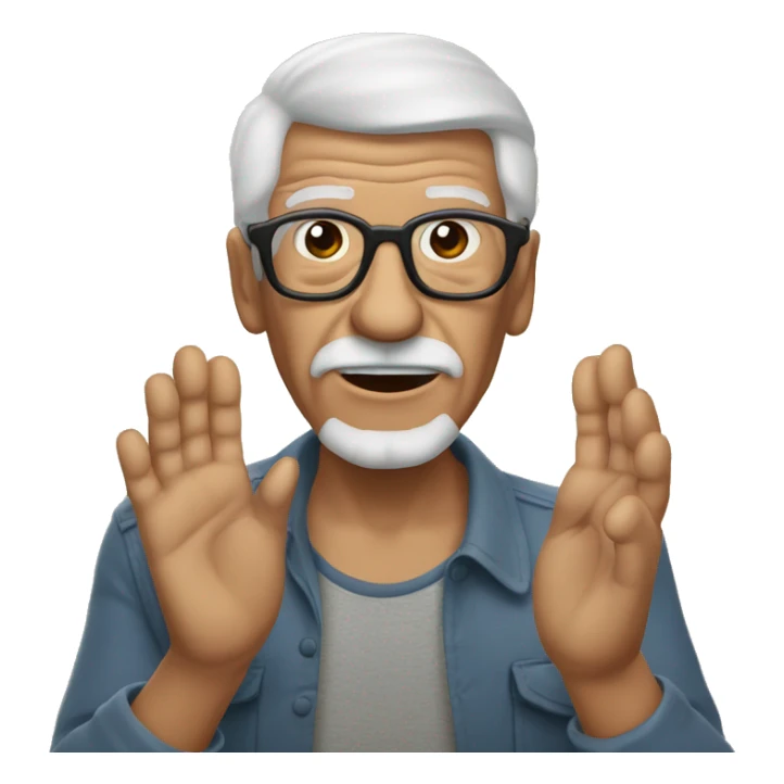 abuelo con lentes haciendo una mano rock sticker