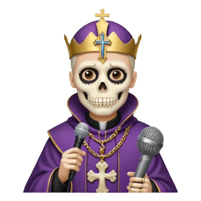 I man with a skeleton face paint dressed as a beshop holding a microphone  sticker