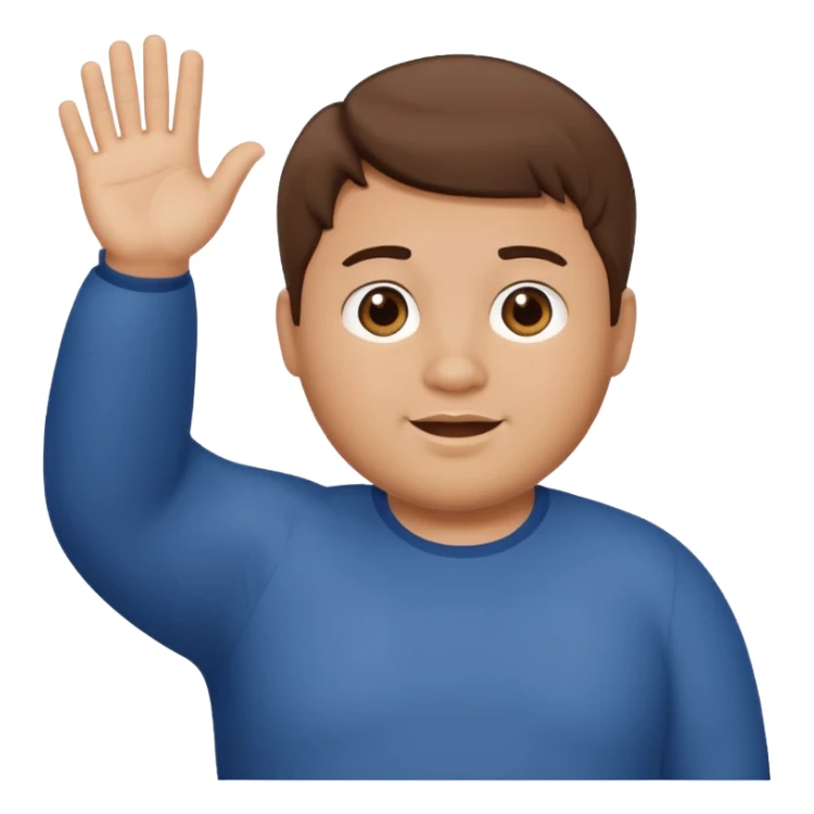 make a short brown hair guy who is chubby we can only see his head and he is waving sticker