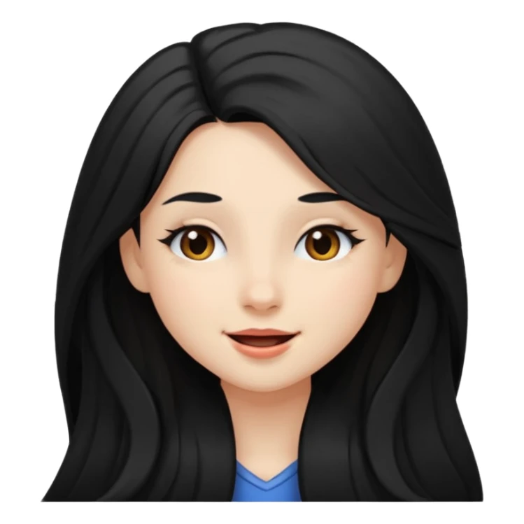 black long hair girl, winking sticker