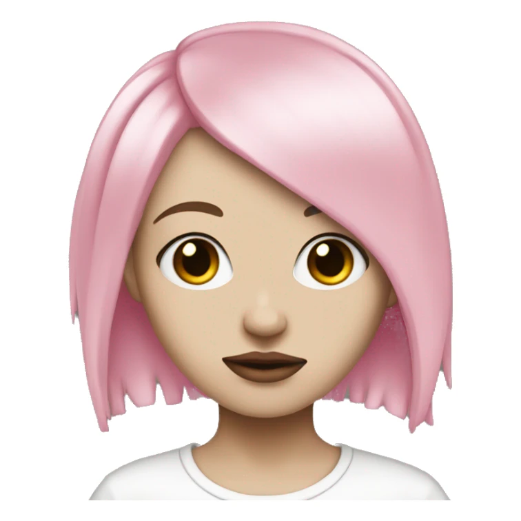 Hyperreal white emo girl with pink and black hair sticker