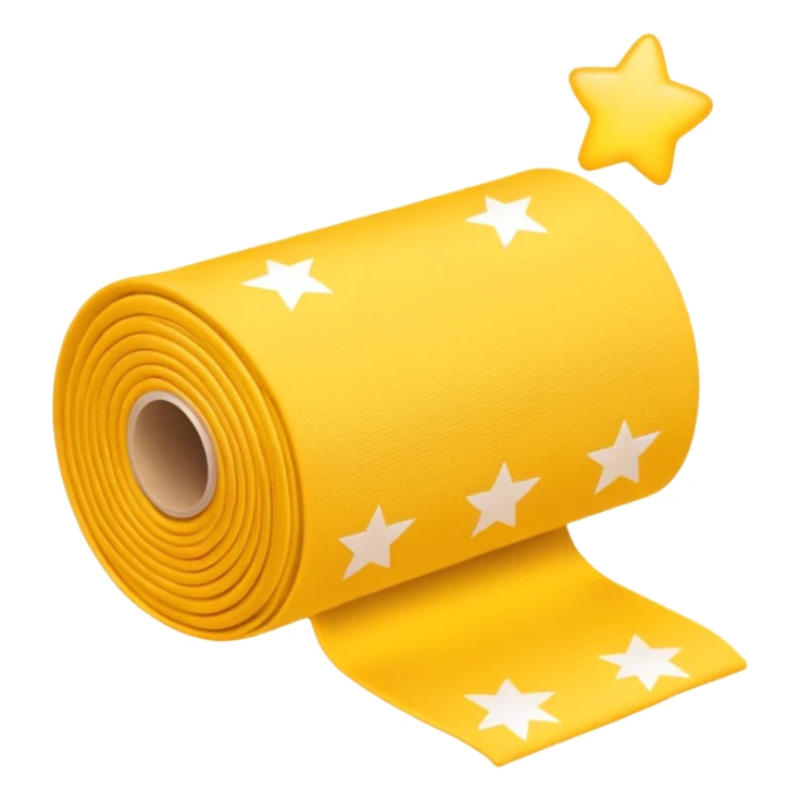 yellow roll of fabric with star pattern, smart fabric, high-tech textile sticker