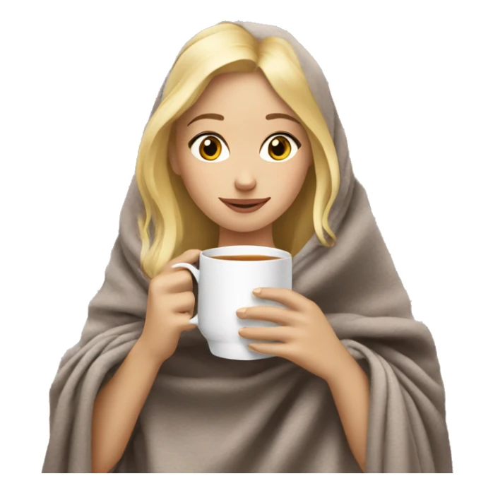 Blonde girl drink tea under blanket sticker