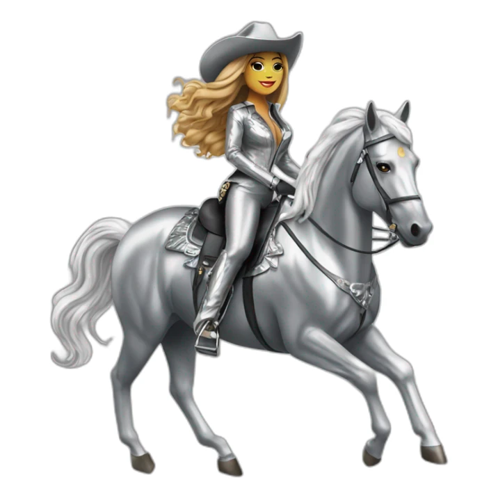 Beyoncé wear in silver cowboy  riding a silver shine horse sticker