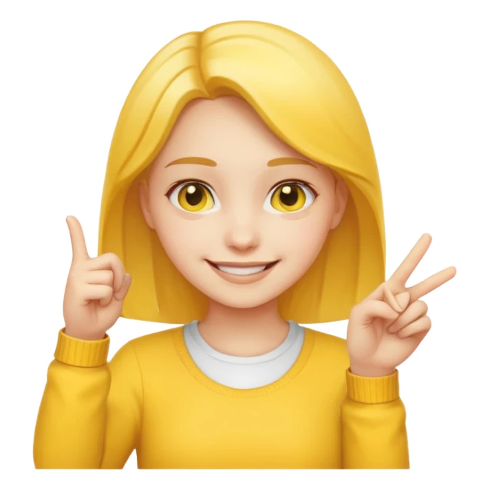smiling girl pointing down with finger, classic emoji style sticker