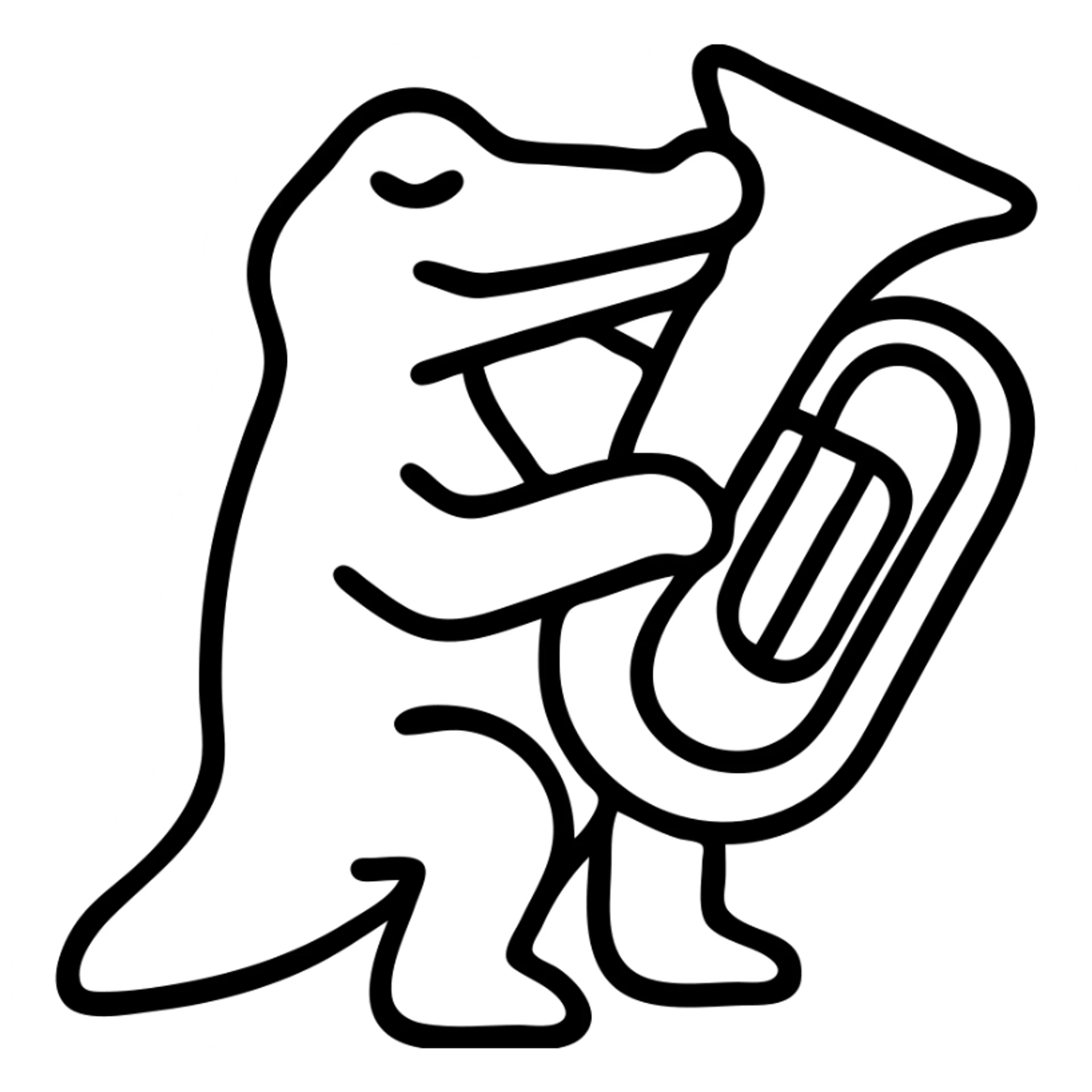 Crocodile playing a bombardino brass instrument sticker