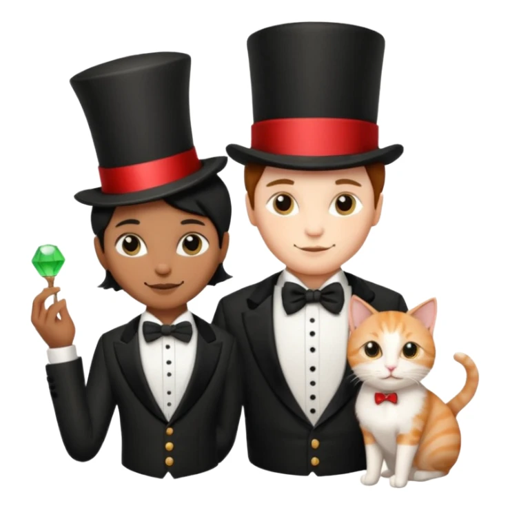 magician couple and their pet cat sticker