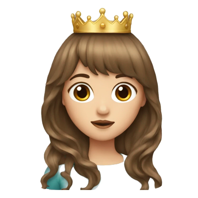  4 girls with long brown hair and bangs with a crown sticker