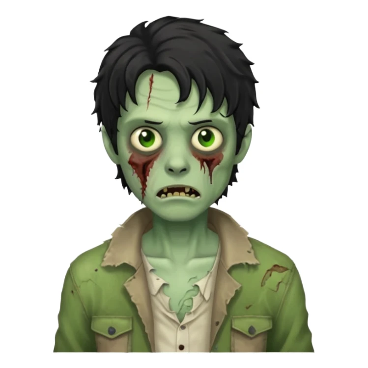 Zombie cabelo liso ondulado preto masculino  sticker