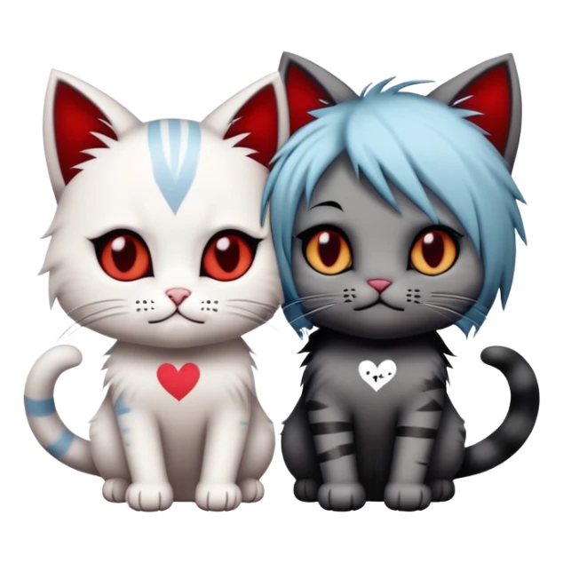 two emo cats in love, both with visible tattoos and cool, edgy hair sticker