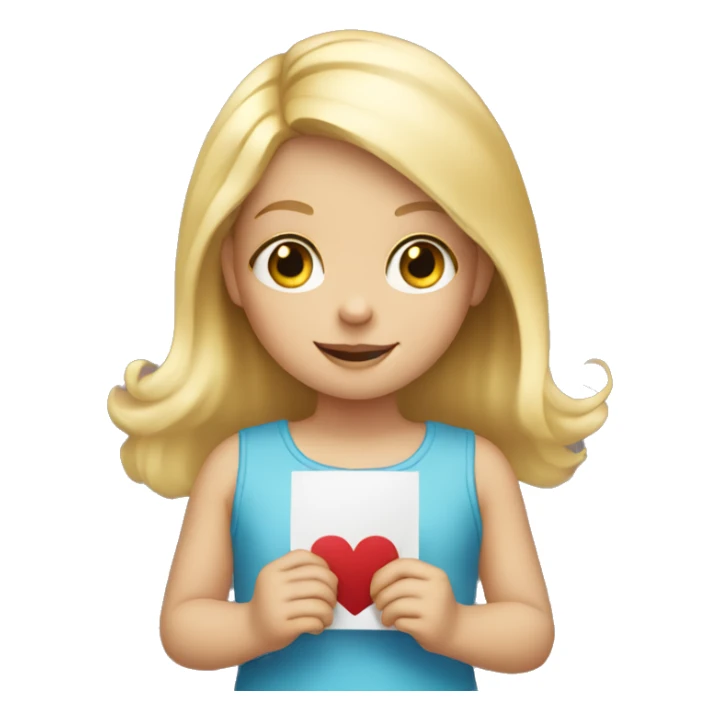 Little blonde girl holding a card in her hands sticker