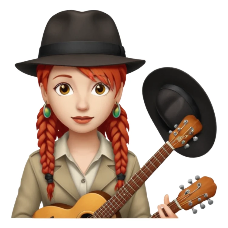 female red haired Musician with dreadlocks and fedora sticker