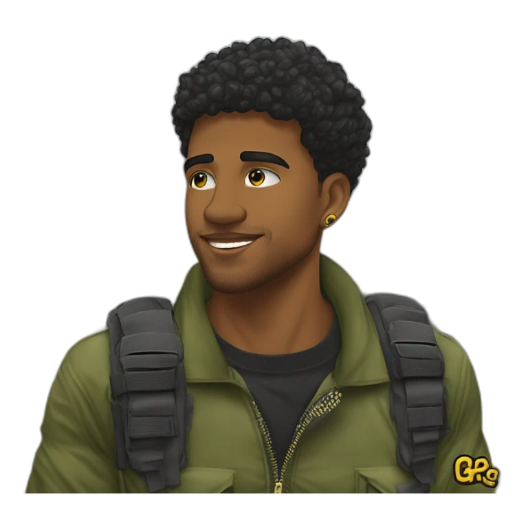 Uber Cariocas do Rio de Janeiro Brasil, criar do RJ roupas típicas da favela Streetwear black Brazilian young favela barberman doing a degradê militar fase in a black Brazilian Man sticker