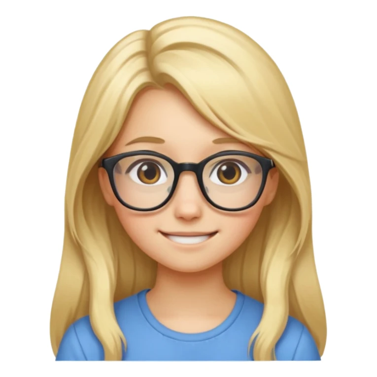 Nerdy girl with glasses, long blond hair sticker
