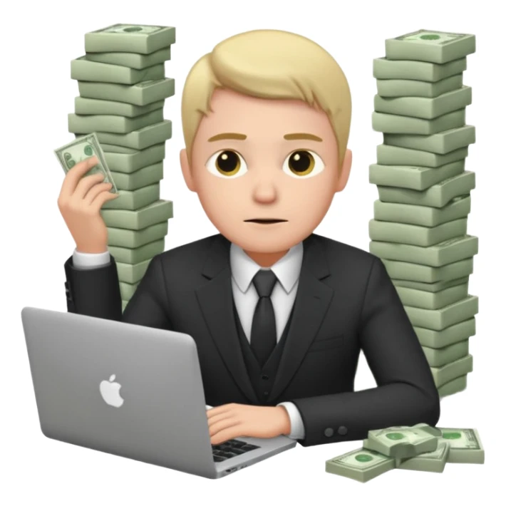 aktien experte er sitz am laptop und verdient durchs traden geld

geld sollte um ihn herum sein sticker