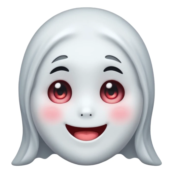 little cute ghost is smiling with blushed face, only face cute anime eyes sticker