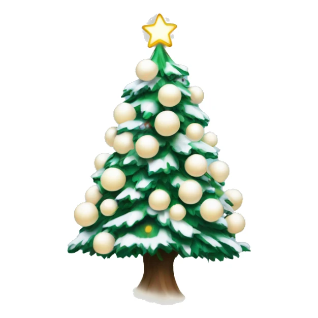 Christmas tree with snow, lights and white balls  sticker