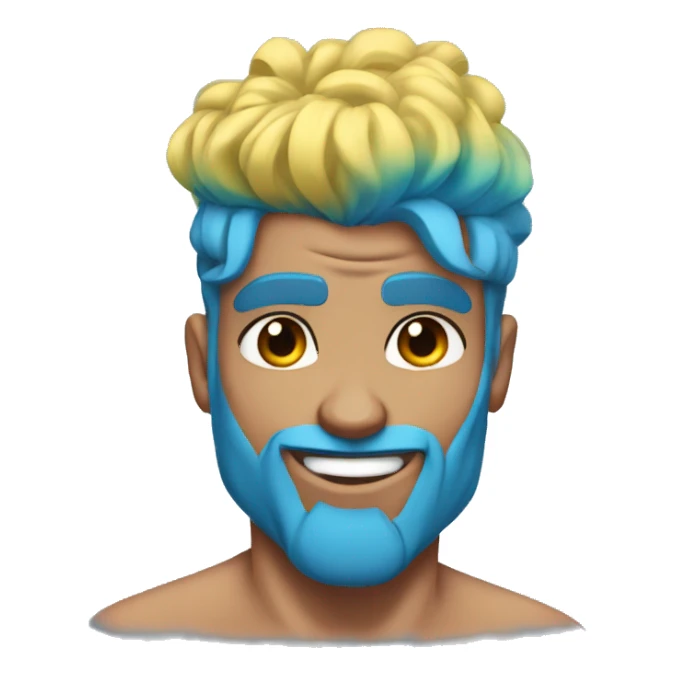 Scar on face blue hair updo muscle man smiling sticker