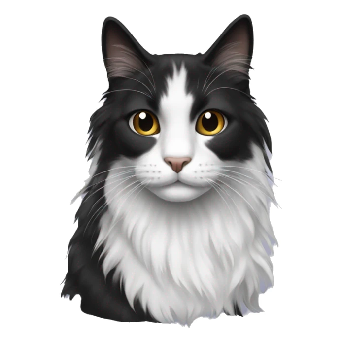black and white long hair cat sticker