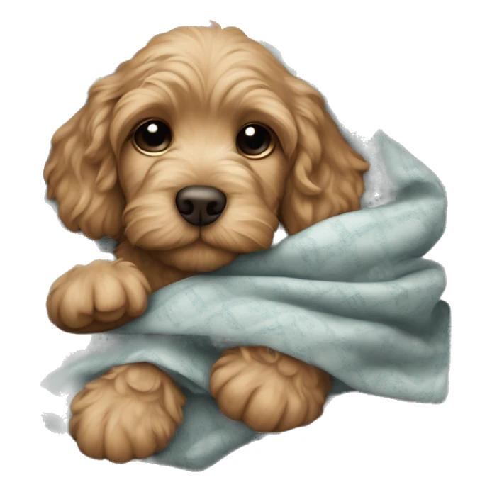 cute cockapoo puppy sleep in blanket sticker