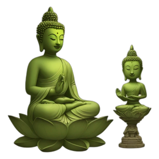 Moine en position de lotus, avec une statue de bouddha sticker