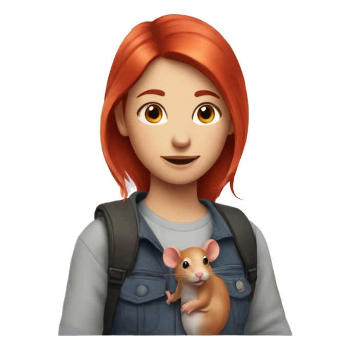 girl with red hair with a rat on her shoulder sticker