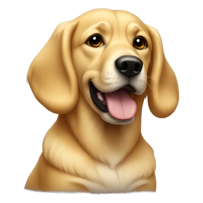 Golden dog sitting with a black dog with up ears sticker